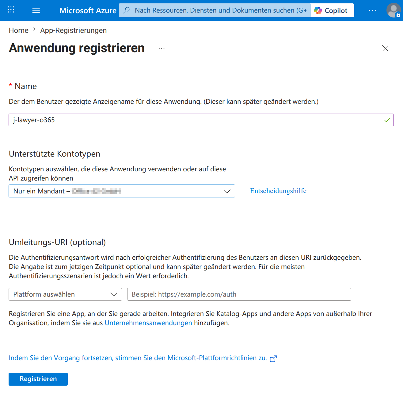 App-Registrierung in Microsoft Entra ID