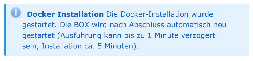 Bestätigung Docker-Installation