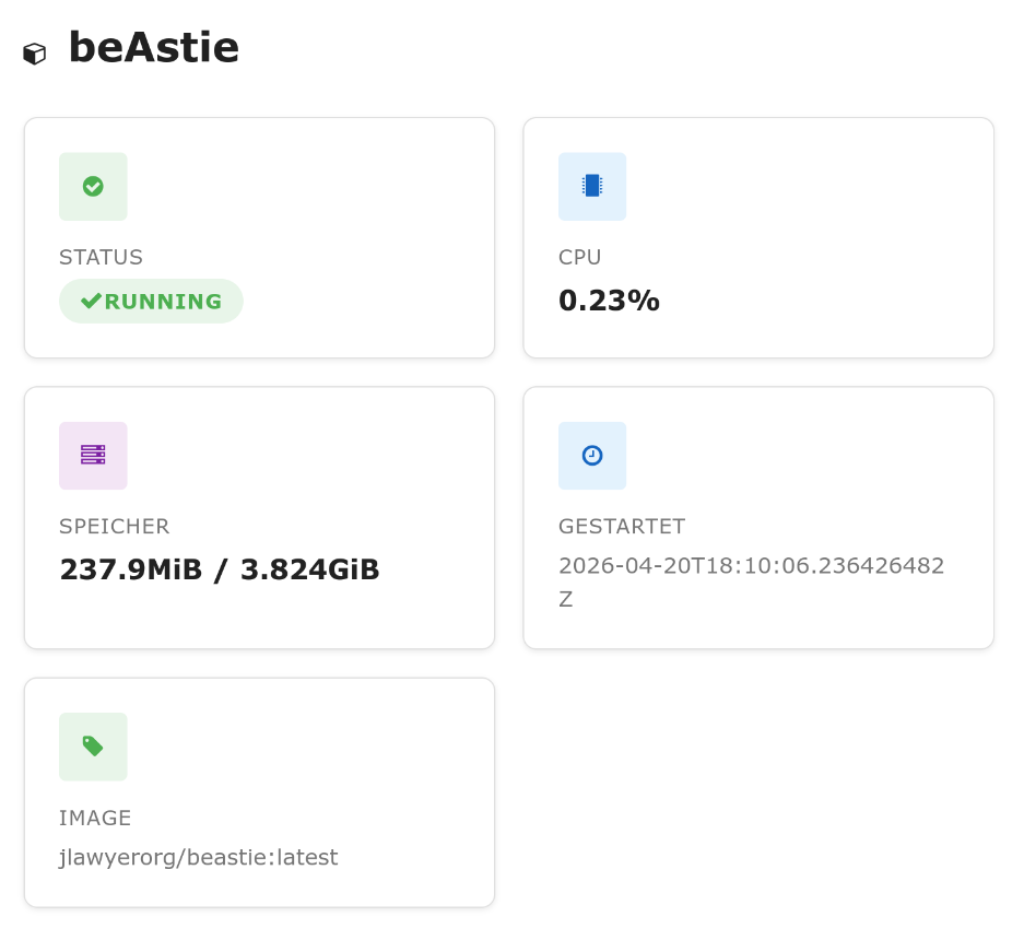 beAstie-Statusübersicht
